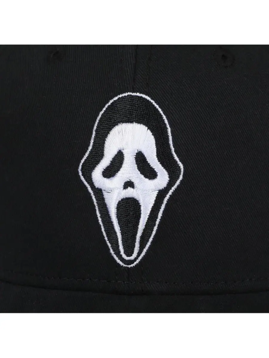 Мужская бейсболка с вышитым изображением персонажа AOP Ghostface — изображение 6 из 7, черный