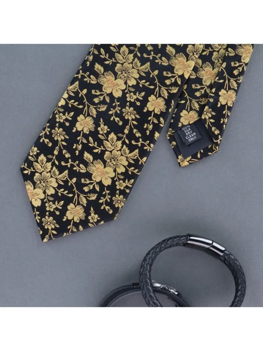 Галстук-бабочка Midas Floral Novelty Silk Necktie TRAFALGAR — изображение 4 из 4, черный золотистый
