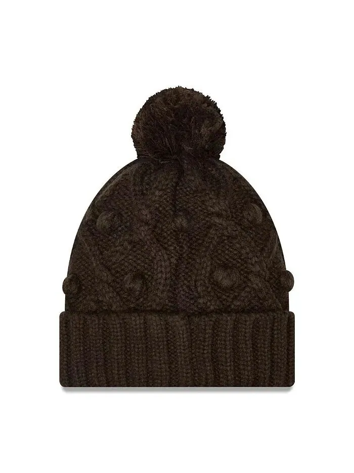 Женская коричневая вязаная шапка с манжетами и помпоном Cleveland Browns Toasty New Era — изображение 2 из 2, коричневый