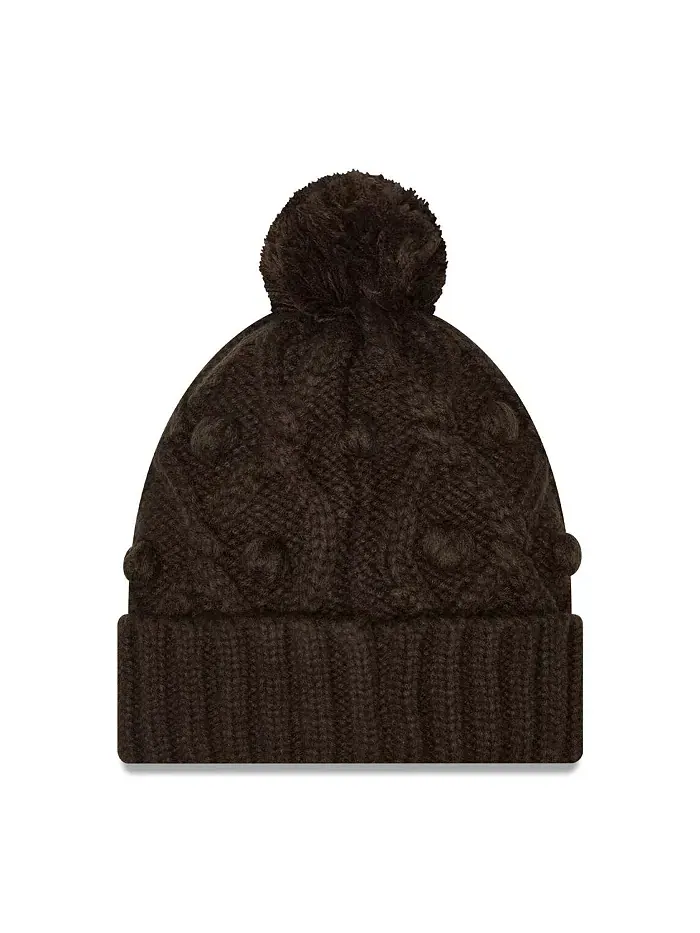 Женская коричневая вязаная шапка Cleveland Browns Toasty с манжетами и помпоном New Era — изображение 2 из 2