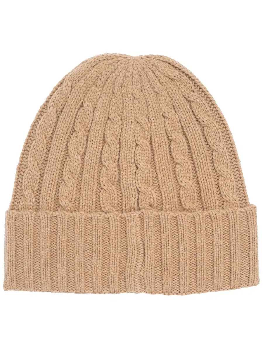 Вязаная шапка с косами Core Cable Logo Lauren Ralph Lauren — изображение 2 из 3, бежевый