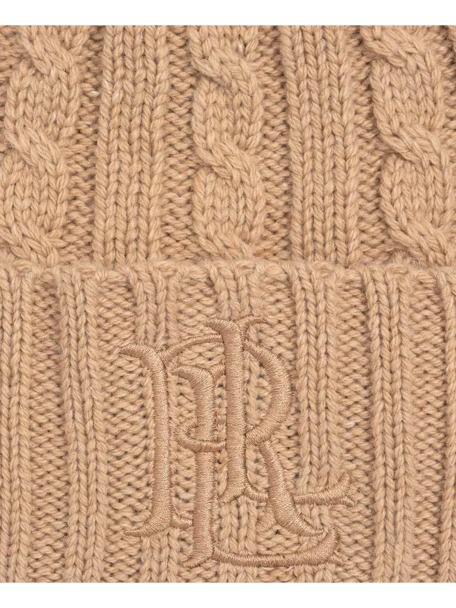 Вязаная шапка с косами Core Cable Logo Lauren Ralph Lauren — изображение 3 из 3, бежевый