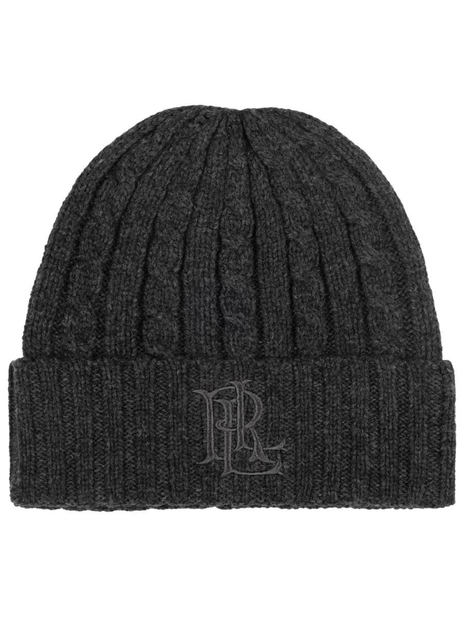 Шапка из фактурного трикотажа Core Cable Logo Beanie Lauren Ralph Lauren, Onyx Heather