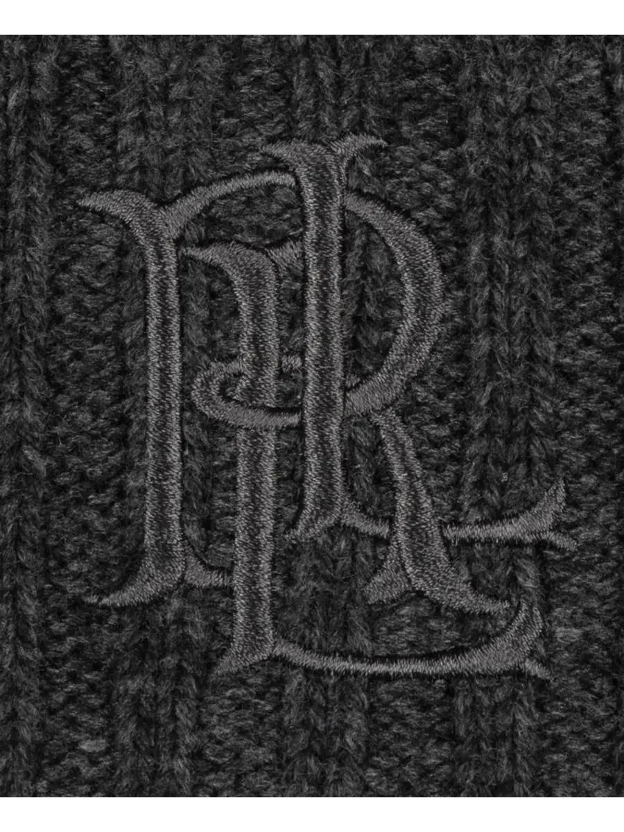 Шапка из фактурного трикотажа Core Cable Logo Beanie Lauren Ralph Lauren, Onyx Heather — изображение 4 из 4