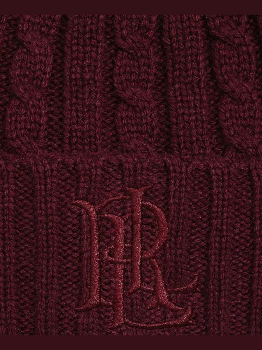 Вязаная шапка с косами Core Cable Logo Lauren Ralph Lauren — изображение 3 из 3, красный