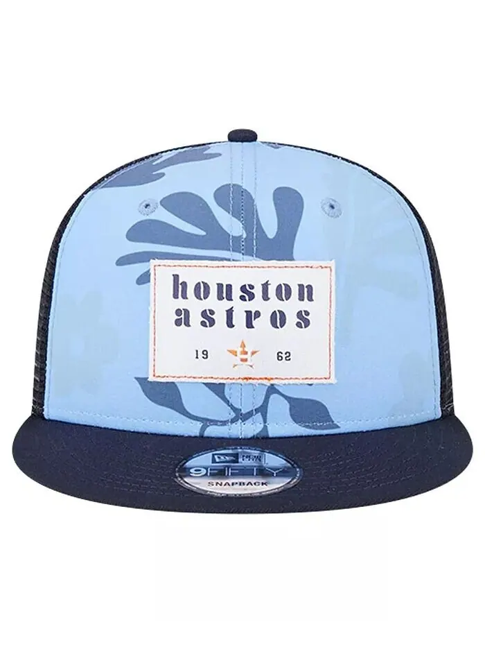 Мужская темно-синяя кепка Houston Astros Bikini Bottom Trucker 9FIFTY Snapback Hat New Era — изображение 2 из 4, темно-синий