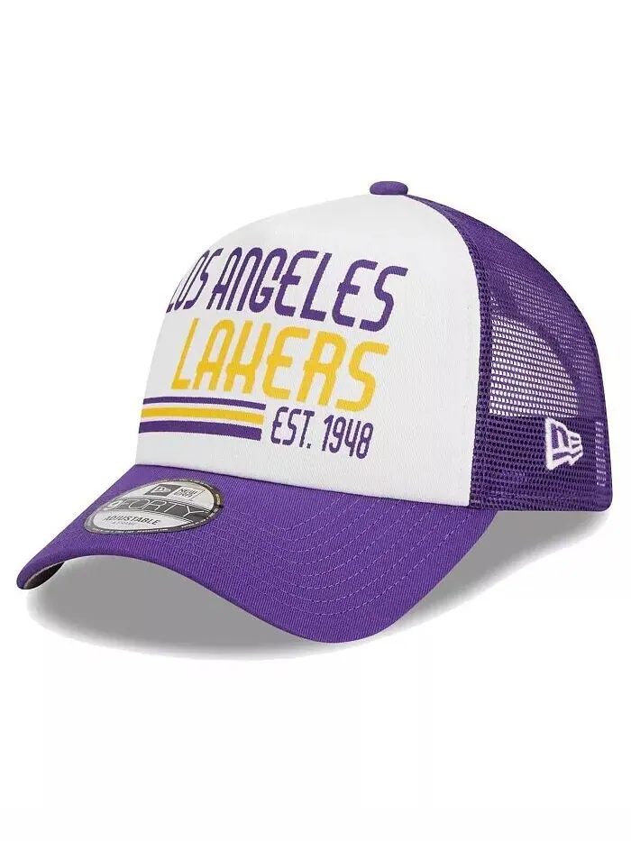 Мужская белая бейсболка Los Angeles Lakers Lift Pass Foam Front Trucker 9FORTY Adjustable New Era