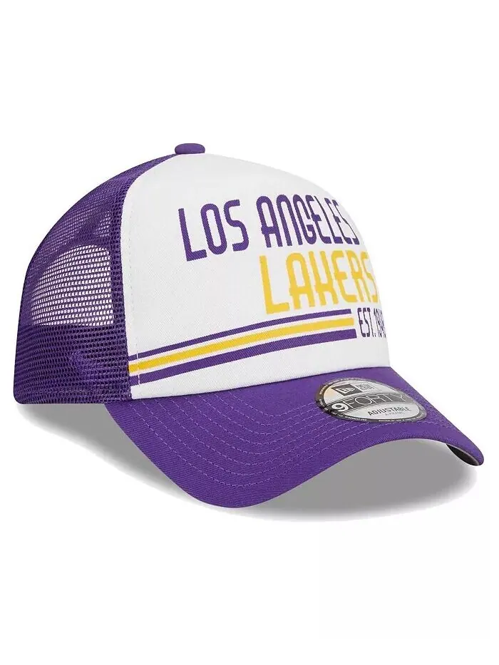 Мужская белая бейсболка Los Angeles Lakers Lift Pass Foam Front Trucker 9FORTY Adjustable New Era — изображение 3 из 4