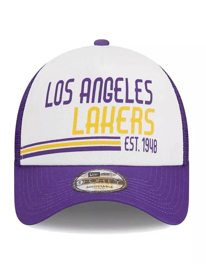 Мужская белая бейсболка Los Angeles Lakers Lift Pass Foam Front Trucker 9FORTY Adjustable New Era — изображение 4 из 4