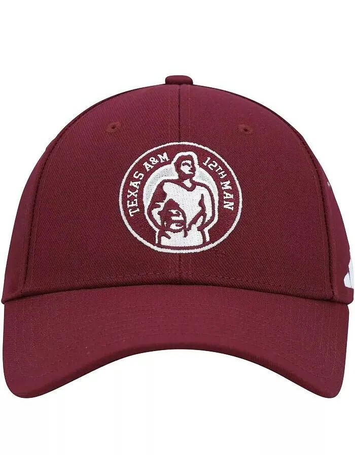 Мужская темно-бордовая регулируемая шляпа Texas A&M Aggies 12th Man Adidas — изображение 4 из 4, коричневый