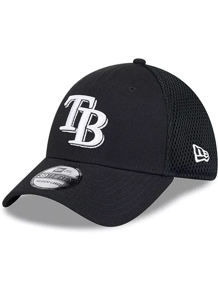Мужская бейсболка Tampa Bay Rays Evergreen Black White Neo 39THIRTY Flex New Era