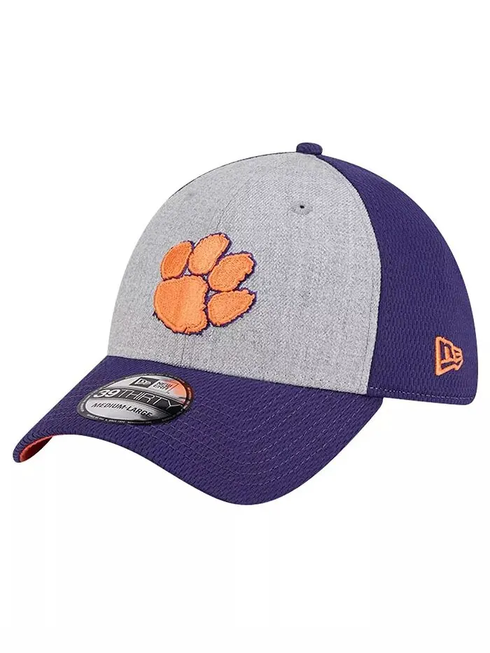 Мужская кепка Flex Clemson Tigers двухцветная 39THIRTY, серо-фиолетовая New Era
