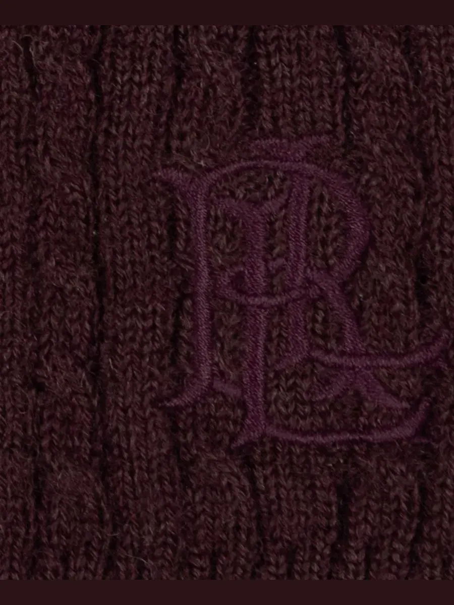 Шапка-бини с узором Baby Cable Merino Lauren Ralph Lauren — изображение 3 из 6, красный