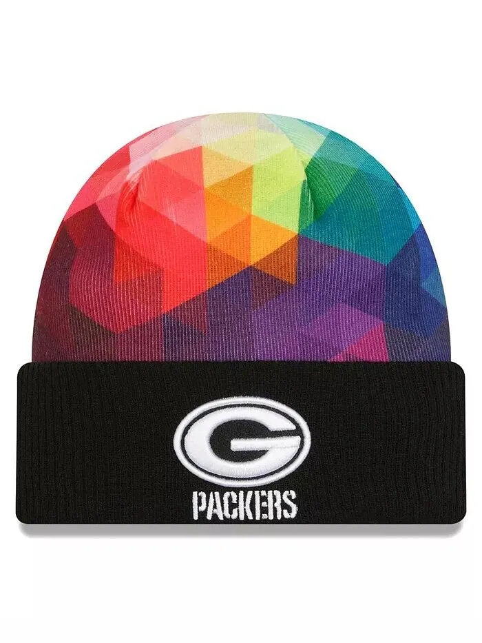 Мужская черная вязаная шапка с манжетами Green Bay Packers 2023 NFL Crucial Catch New Era — изображение 1 из 2, черный
