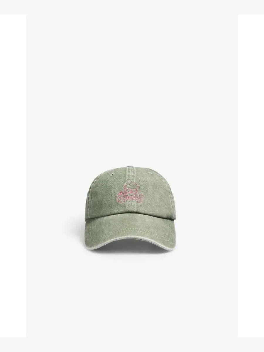 Кепка с принтом и люрексом Skull Cap Lurex Scalpers — изображение 2 из 3, хаки