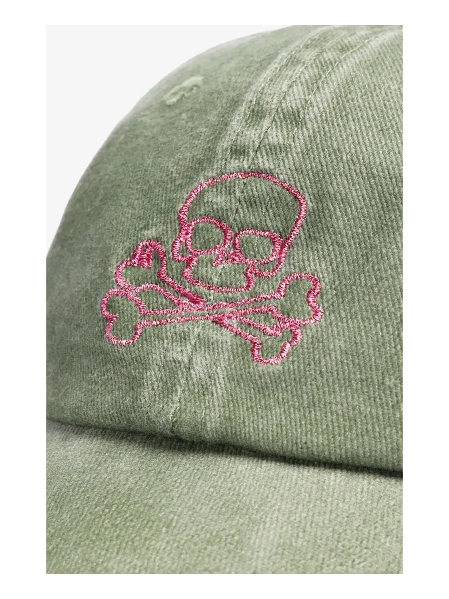 Кепка с принтом и люрексом Skull Cap Lurex Scalpers — изображение 3 из 3, хаки