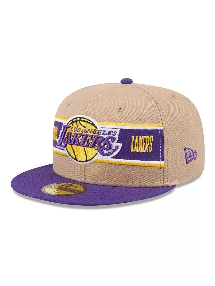 Мужская бежево-фиолетовая кепка Los Angeles Lakers 2024 NBA Draft 59FIFTY Fitted Hat New Era