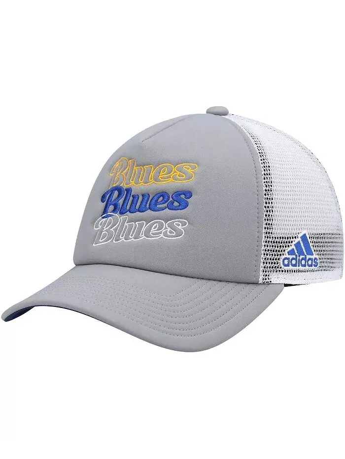 Женская серо-белая кепка-кнопка St. Louis Blues Trucker adidas — изображение 2 из 2