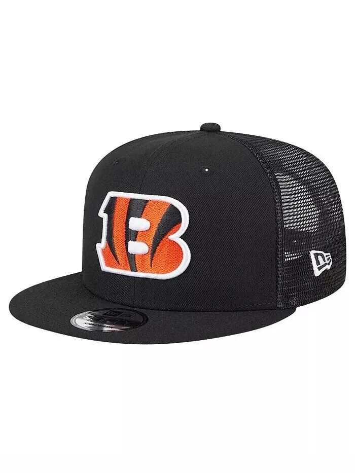 Мужская черная кепка Cincinnati Bengals Main Trucker 9Fifty Snapback New Era — изображение 1 из 4, черный