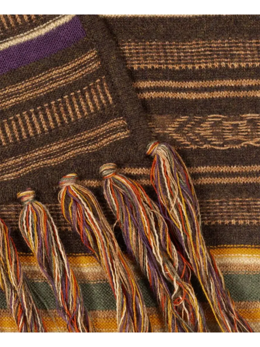 Шарф с текстурированной полосой Textural Stripe Polo Ralph Lauren — изображение 4 из 4, коричневый мульти