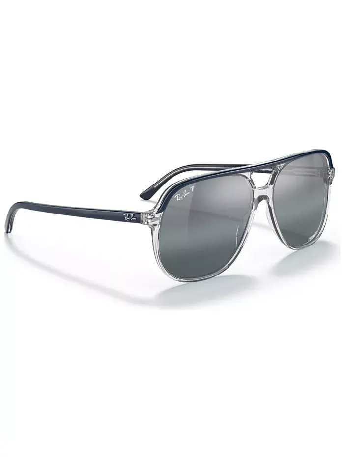 Унисекс поляризованные солнцезащитные очки, RB2198 BILL Chromance Ray-Ban — изображение 6 из 8, синий прозрачный