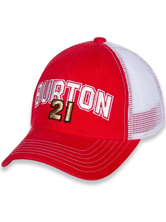 Женская красная, белая регулируемая кепка с именем и номером Harrison Burton Checkered Flag Sports — изображение 1 из 4