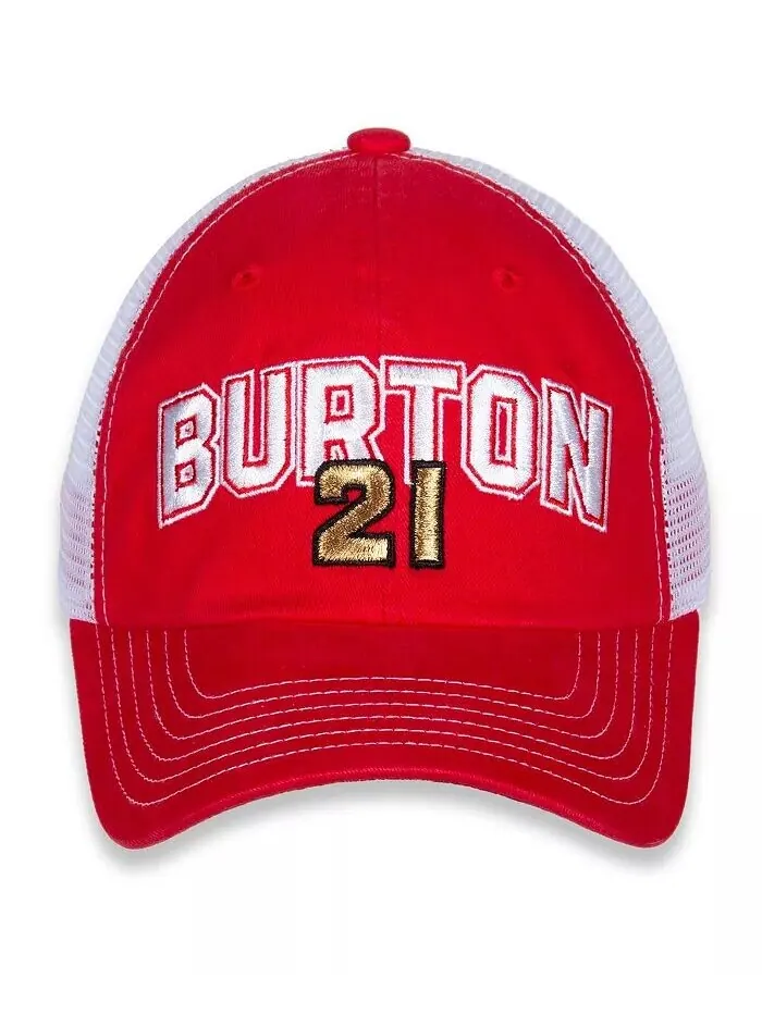 Женская красно-белая шляпа с регулируемым именем и номером Harrison Burton Checkered Flag Sports — изображение 2 из 4