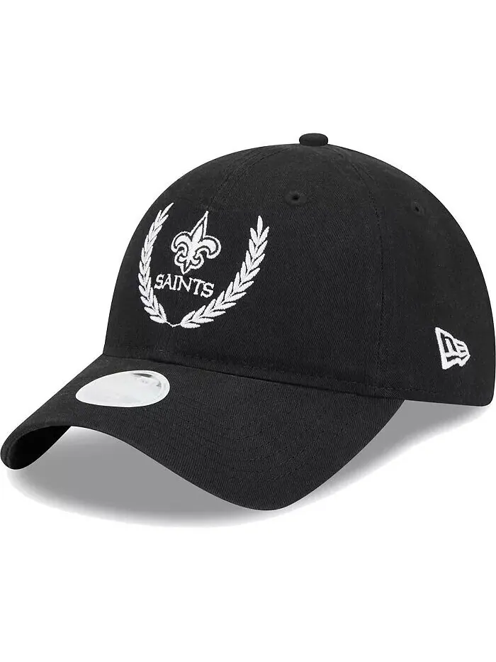 Женская черная регулируемая шляпа New Orleans Saints Leaves 9Twenty New Era — изображение 1 из 4, черный
