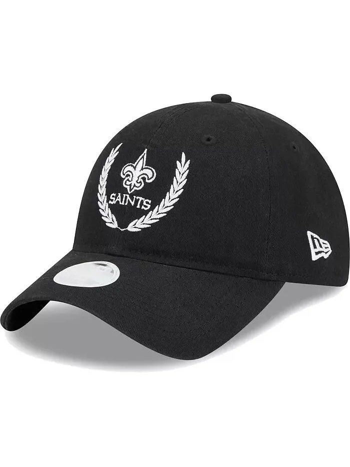 Женская черная кепка New Orleans Saints Leaves 9Twenty Adjustable New Era
