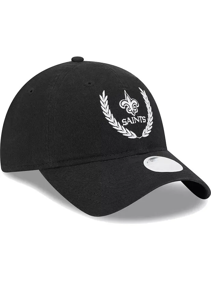Женская черная кепка New Orleans Saints Leaves 9Twenty Adjustable New Era — изображение 2 из 4