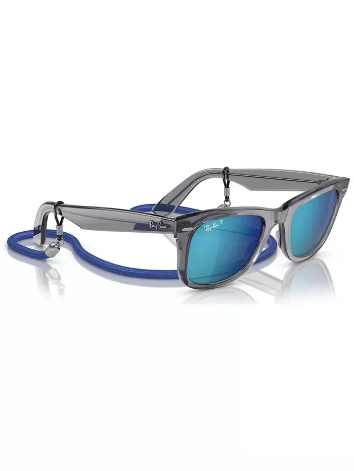 Унисекс поляризованные солнцезащитные очки, Wayfarer RB2140 Ray-Ban — изображение 3 из 9, прозрачный серый