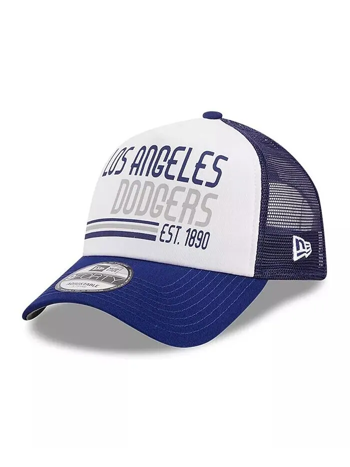Мужская белая регулируемая кепка Royal Los Angeles Dodgers Stacked A-Frame Trucker 9FORTY New Era — изображение 1 из 4, белый