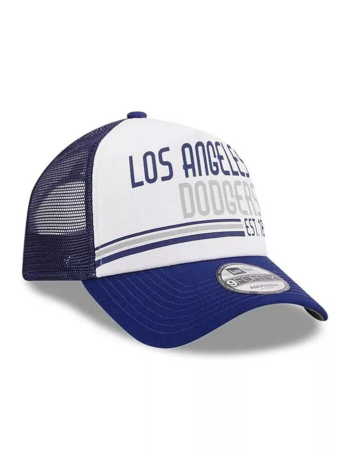 Мужская белая регулируемая кепка Royal Los Angeles Dodgers Stacked A-Frame Trucker 9FORTY New Era — изображение 2 из 4, белый