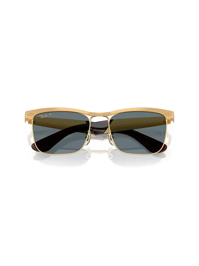 Унисекс солнцезащитные очки Wayfarer Deluxe с поляризацией, RB3875 Ray-Ban — изображение 2 из 6, золотистый