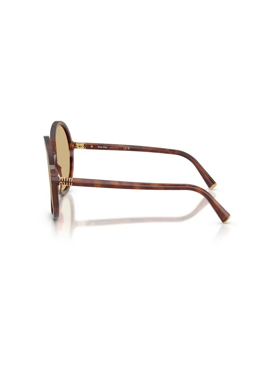 Женские круглые солнцезащитные очки, MU B02S MIU MIU, Striped Tobacco — изображение 3 из 7