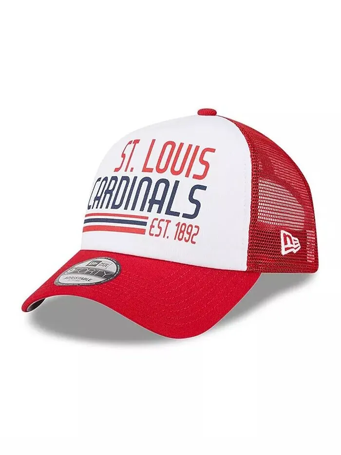 Мужская белая, красная кепка St. Louis Cardinals Stacked A-Frame Trucker 9FORTY Adjustable New Era