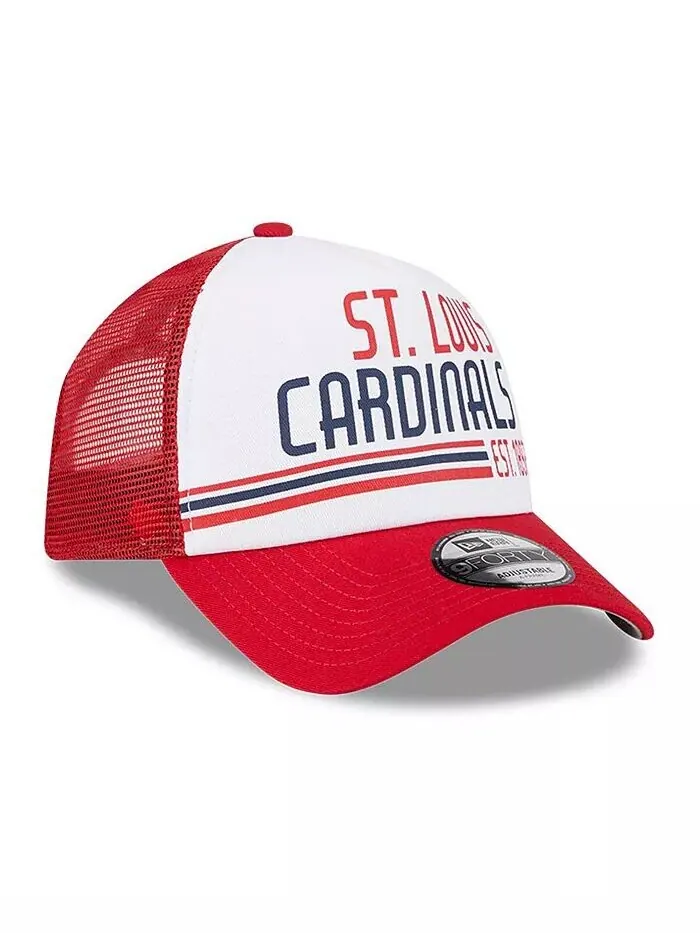 Мужская белая, красная кепка St. Louis Cardinals Stacked A-Frame Trucker 9FORTY Adjustable New Era — изображение 2 из 4