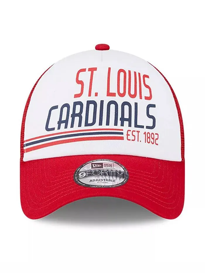 Мужская белая, красная кепка St. Louis Cardinals Stacked A-Frame Trucker 9FORTY Adjustable New Era — изображение 4 из 4