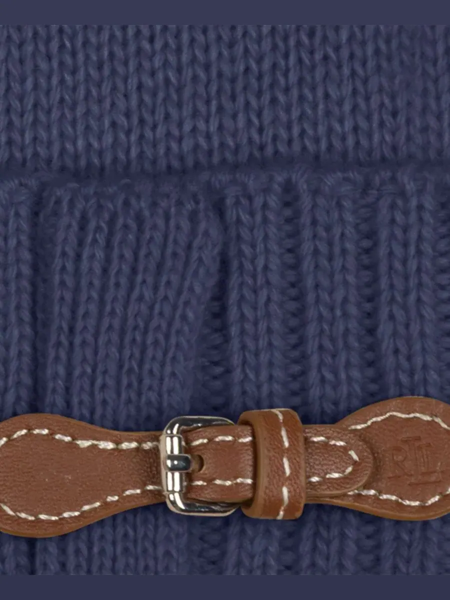 Шапка с пряжкой Equestrian Buckle Merino Knit Hat Lauren Ralph Lauren — изображение 3 из 6, темно-синий