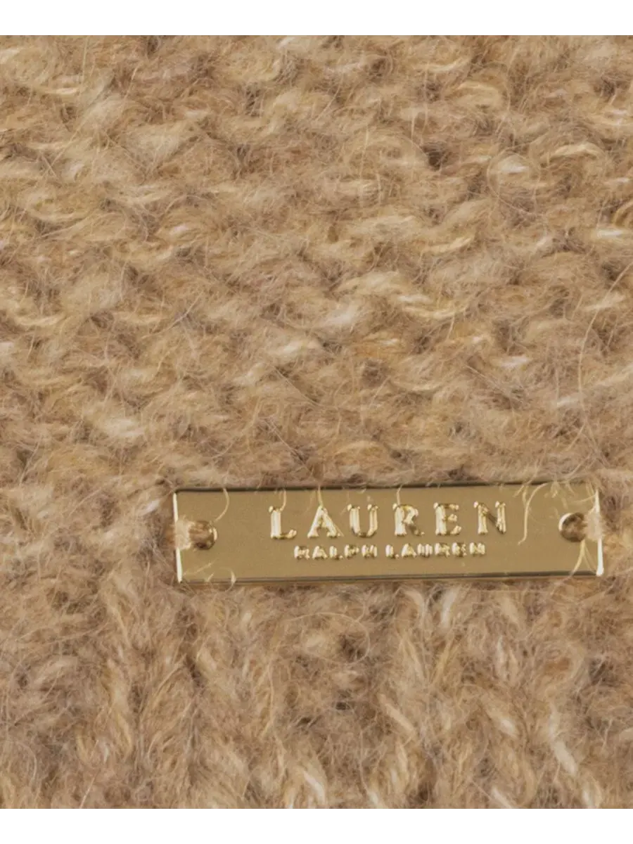 Шапка с блестящими акцентами и вышитым логотипом LRL Lauren Ralph Lauren — изображение 4 из 4, коричневый