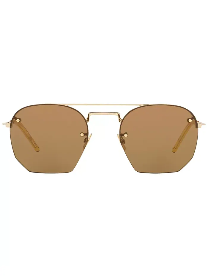 Унисекс солнцезащитные очки, SL 422 Saint Laurent — изображение 3 из 10, коричневый