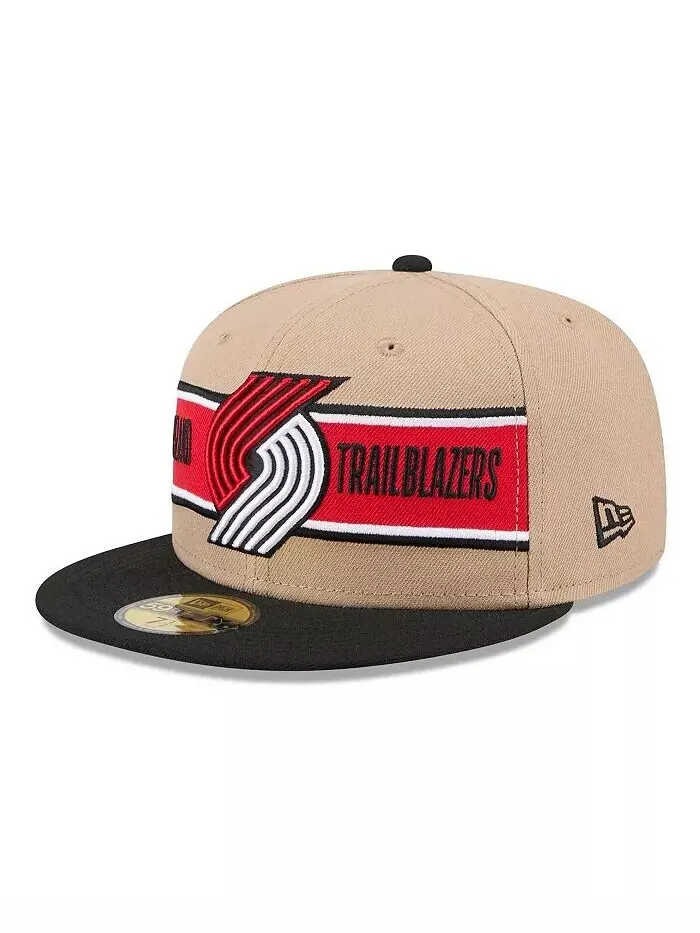 Мужская бежево-черная кепка Portland Trail Blazers 2024 NBA Draft 59FIFTY Fitted New Era
