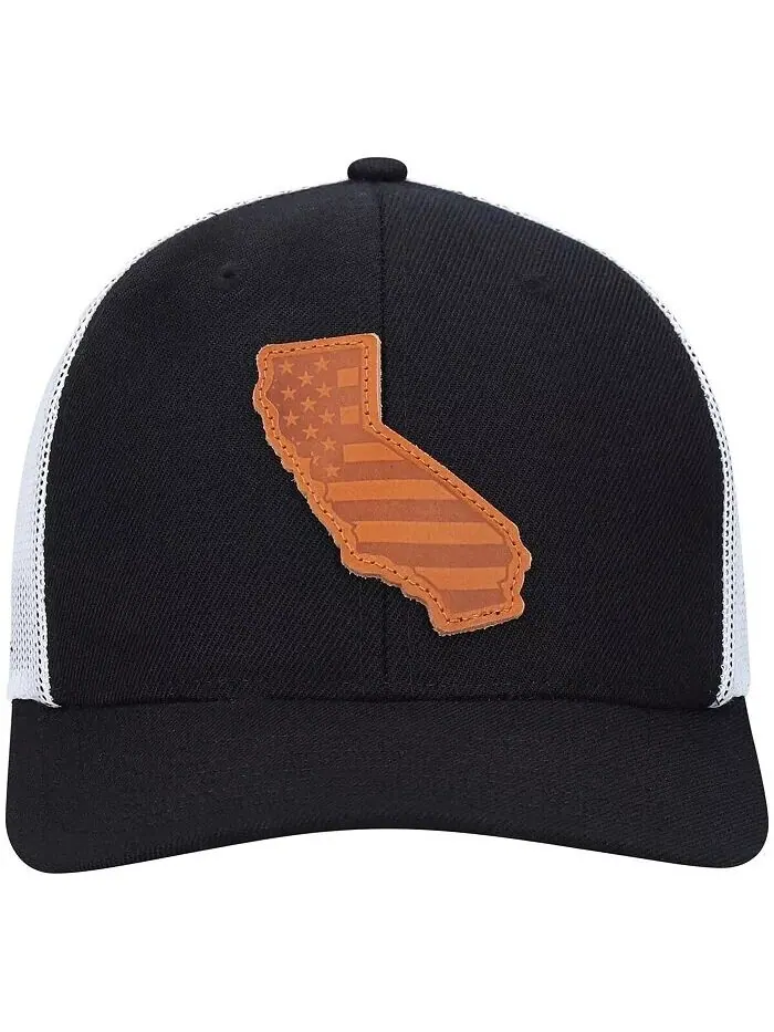 Мужская черная кожаная кепка с нашивкой California Trucker Snapback Local Crowns — изображение 4 из 4, черный