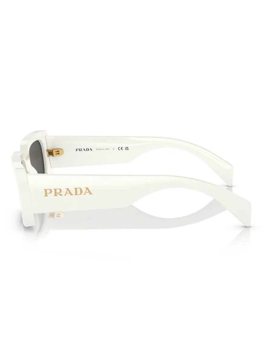 Женские прямоугольные солнцезащитные очки с надписью, PR A07S PRADA — изображение 4 из 5, белый