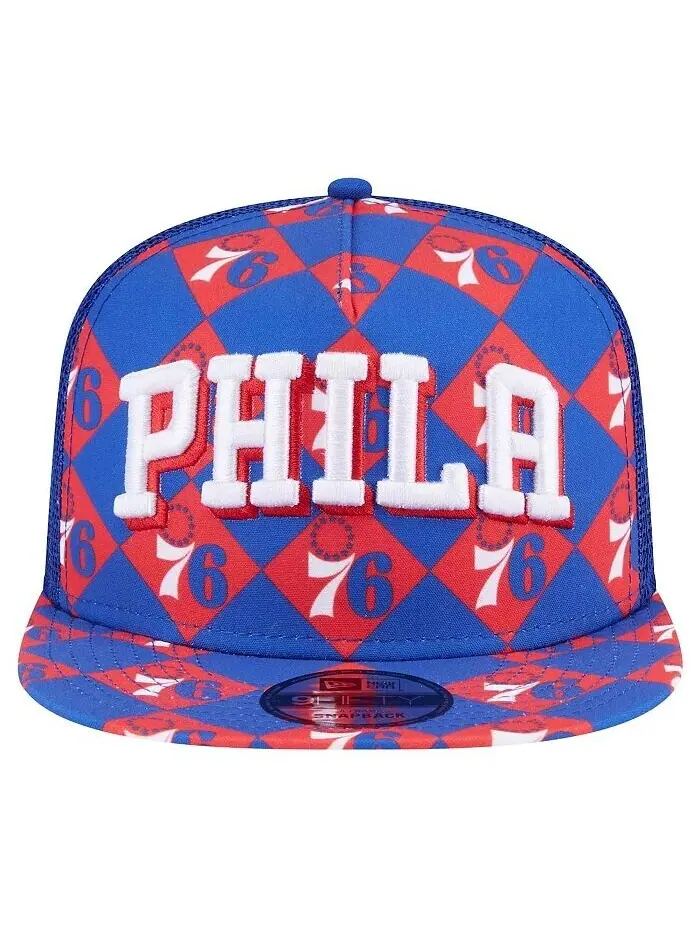 Мужская кепка Snapback Royal Philadelphia 76ers Seeing Diamonds с А-образной рамкой 9FIFTY New Era — изображение 3 из 4