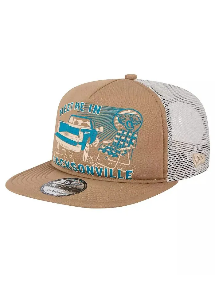 Мужская кепка-кнопка Jacksonville Jaguars Meet Me 9FIFTY цвета загара New Era