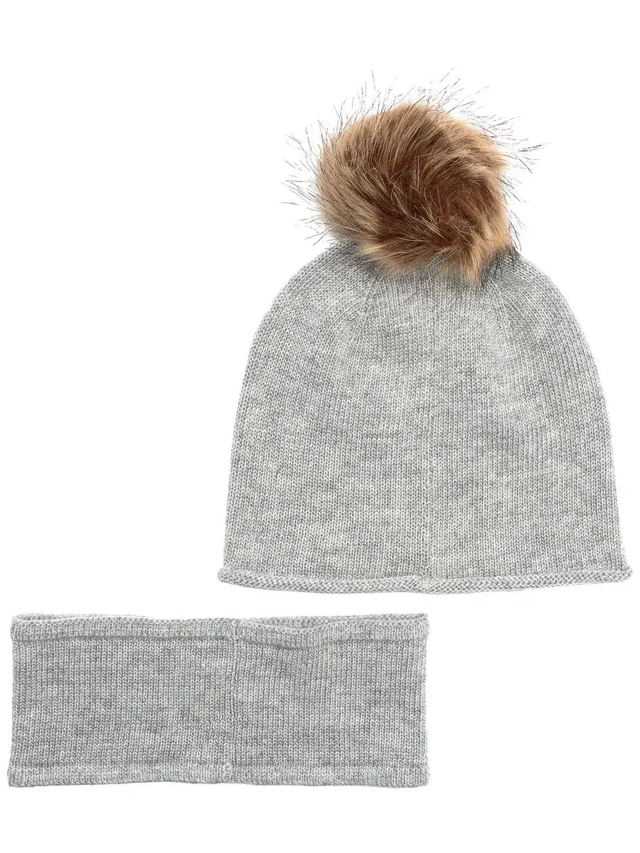 Комплект шапка и повязка Texture Logo Lauren Ralph Lauren — изображение 2 из 3, светлый серый