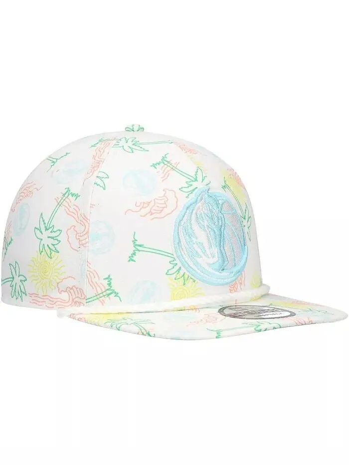 Мужская белая регулируемая кепка гольфиста Dallas Mavericks Palm Trees and Waves New Era — изображение 4 из 4