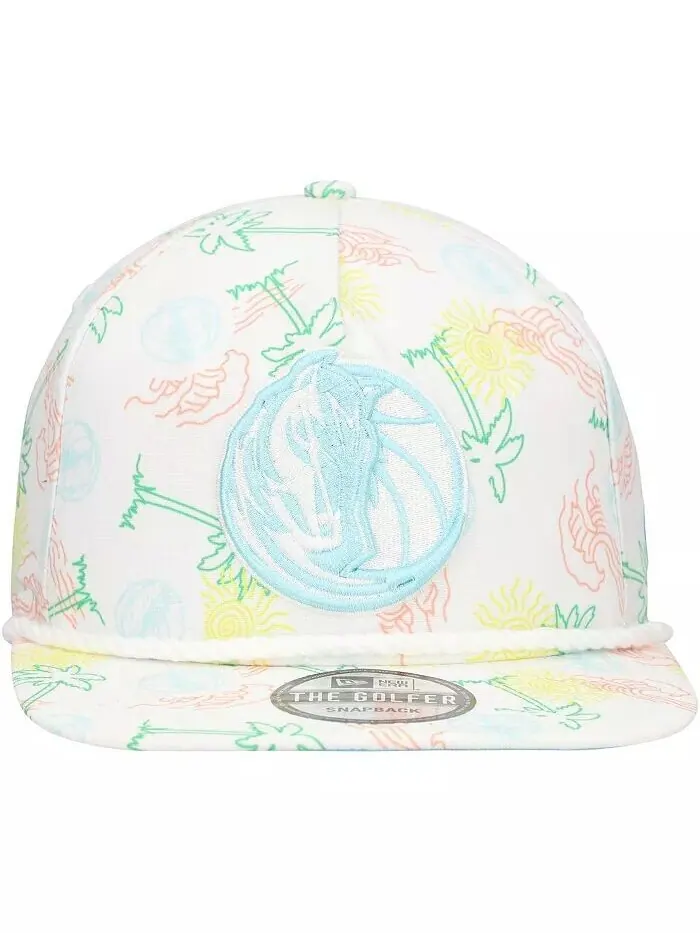 Мужская белая регулируемая шляпа для гольфиста Dallas Mavericks Palm Trees and Waves New Era — изображение 3 из 4, белый