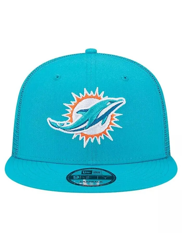 Мужская кепка Snapback Aqua Miami Dolphins Main Trucker 9FIFTY New Era — изображение 3 из 4, голубой